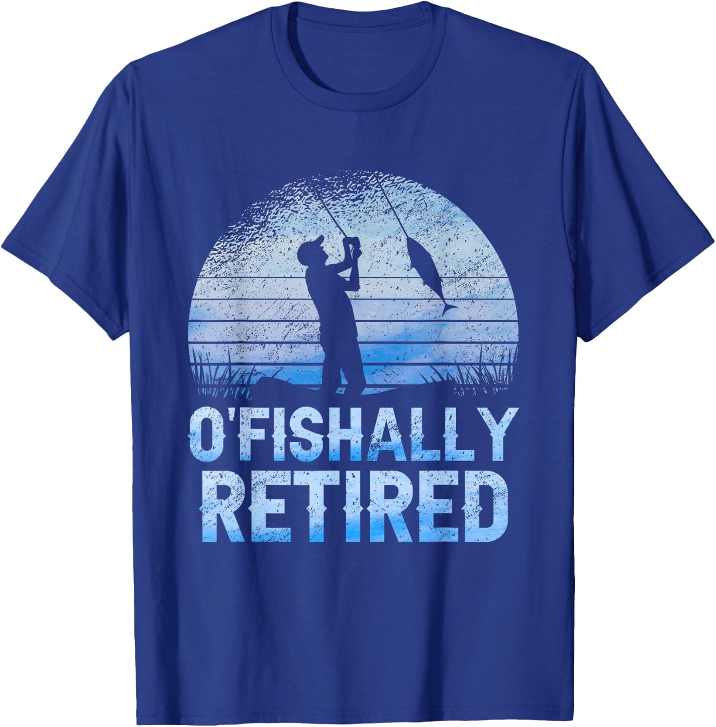 Ofishally Retired Fishing Retro Retirement Dad Father's Day T-Shirt - T-Shirt | Royal