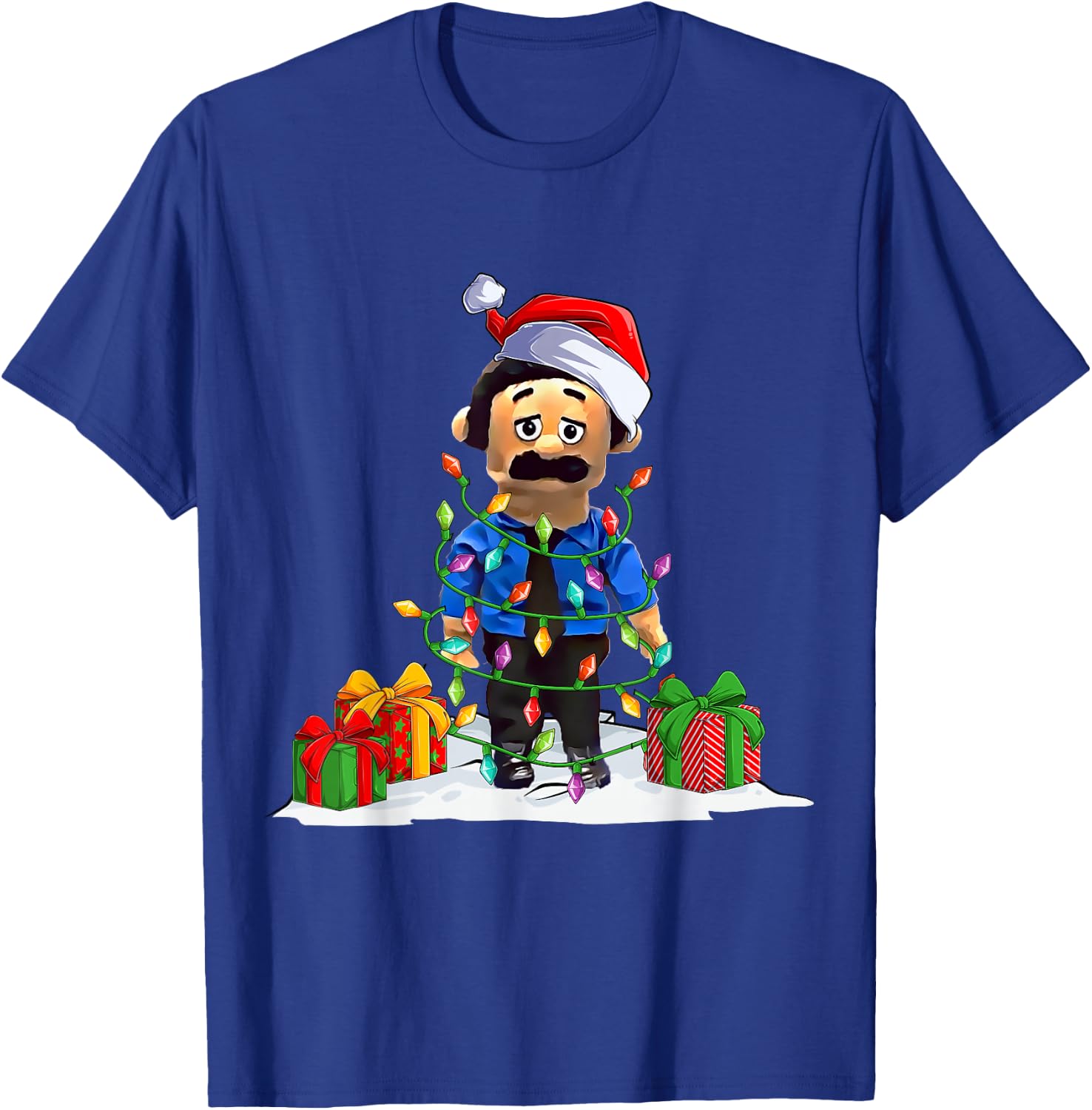Awkward Diego Puppet -Adults Black Small Cartoon Christmas T-Shirt - T-Shirt | Royal