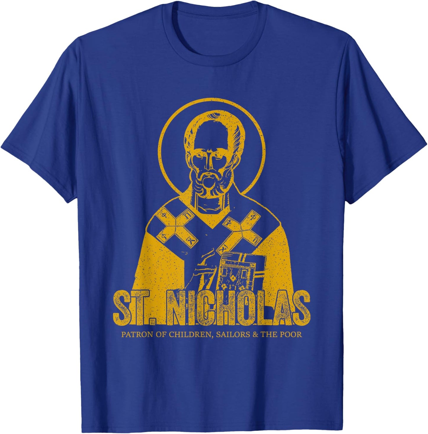 Catholicism Gold St. Nicholas Catholic Christian Saint T-Shirt - T-Shirt | Royal