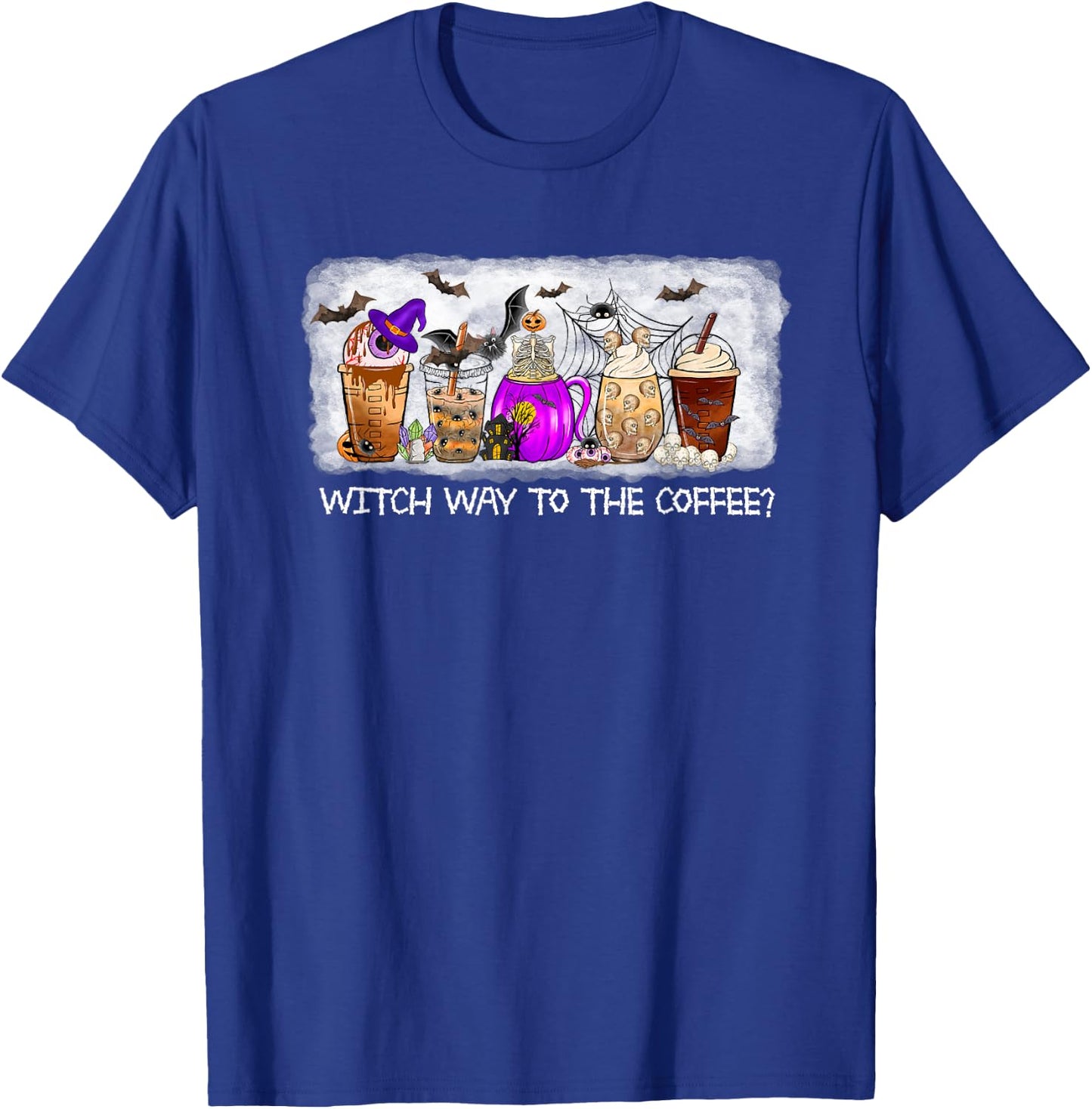 Witch Way To The coffee Lover Halloween Fall Costume Tops T-Shirt - T-Shirt | Royal