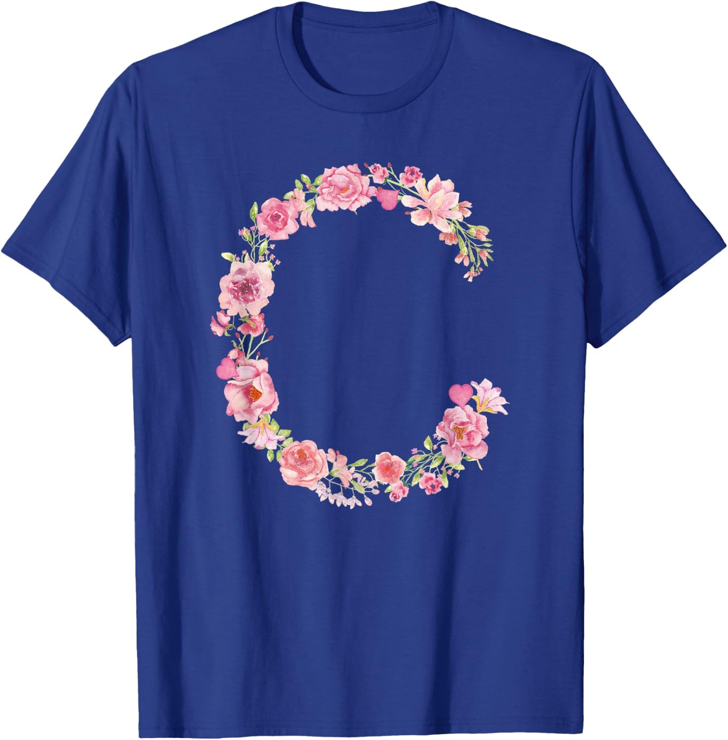 Cool Initial Alphabet Monogram Flowers Gifts Floral Letter C T-Shirt - T-Shirt | Royal