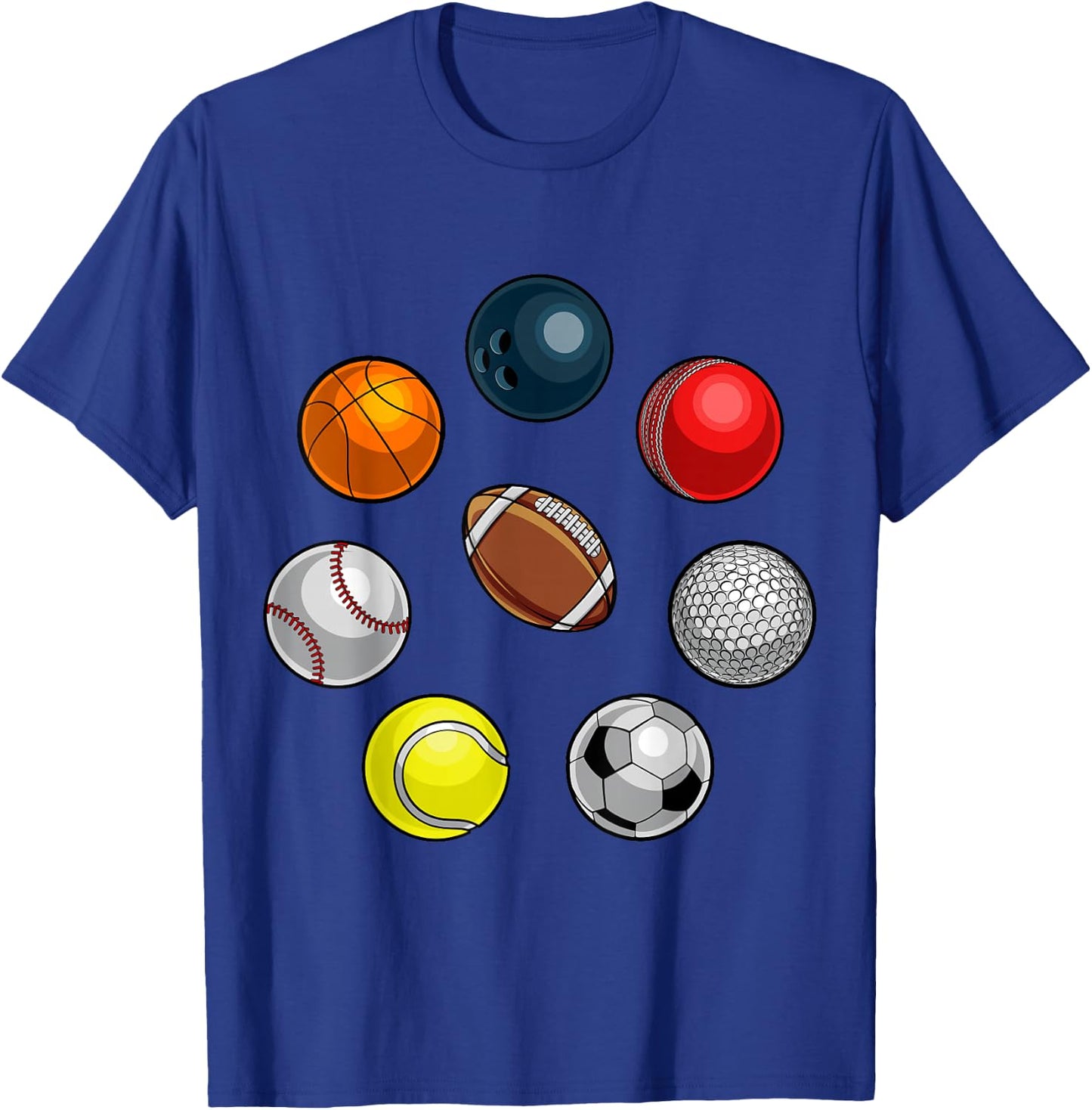 Cartoon Sports Balls Design T-Shirt - T-Shirt | Royal