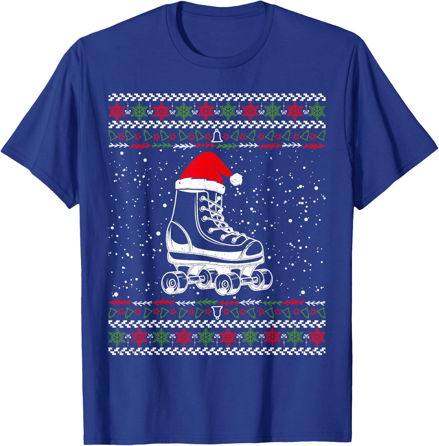 Roller Skating Ugly Christmas Sweater Sport Lover Matching T-Shirt - T-Shirt | Royal