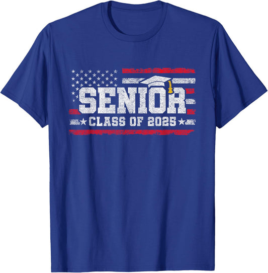 Senior Class 2025 Graduation - American Flag - Senior 2025 T-Shirt - T-Shirt | Royal
