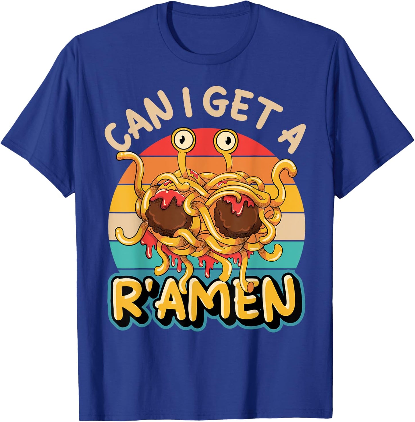 Flying Spaghetti Monster FSM Retro Can I Get A R'Amen T-Shirt - T-Shirt | Royal