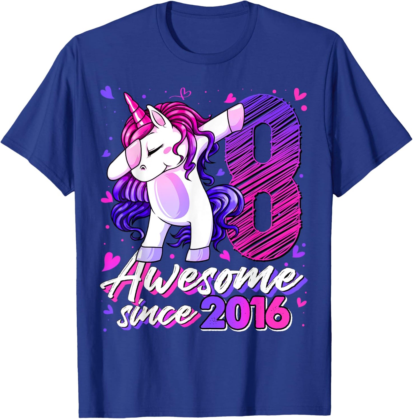 8 Years Old Flossing Unicorn Gifts 8th Birthday Girl Party T-Shirt - T-Shirt | Royal