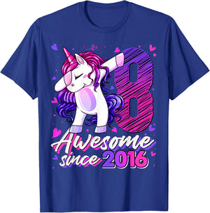 8 Years Old Flossing Unicorn Gifts 8th Birthday Girl Party T-Shirt - T-Shirt | Royal