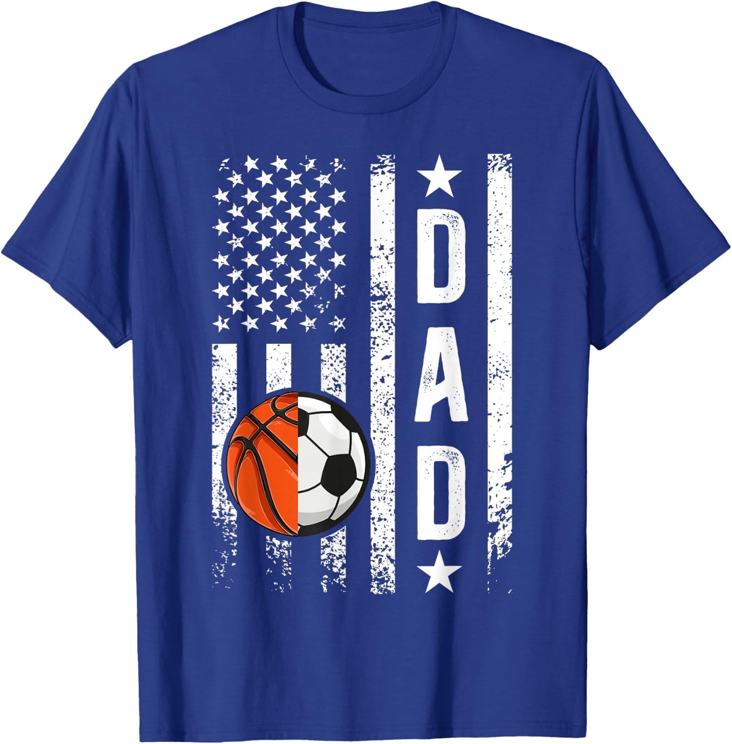 Basketball Soccer Dad US Flag Soccer Basketball Father T-Shirt - T-Shirt | Royal