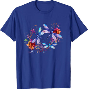 Dragonfly Shirts Chakra Color Flower Dragonflies T-Shirt - T-Shirt | Royal