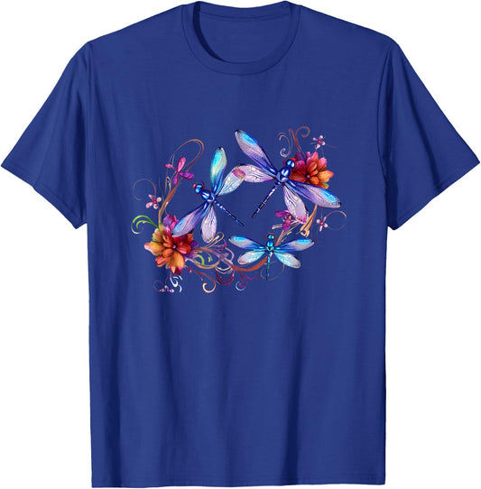 Dragonfly Shirts Chakra Color Flower Dragonflies T-Shirt - T-Shirt | Royal