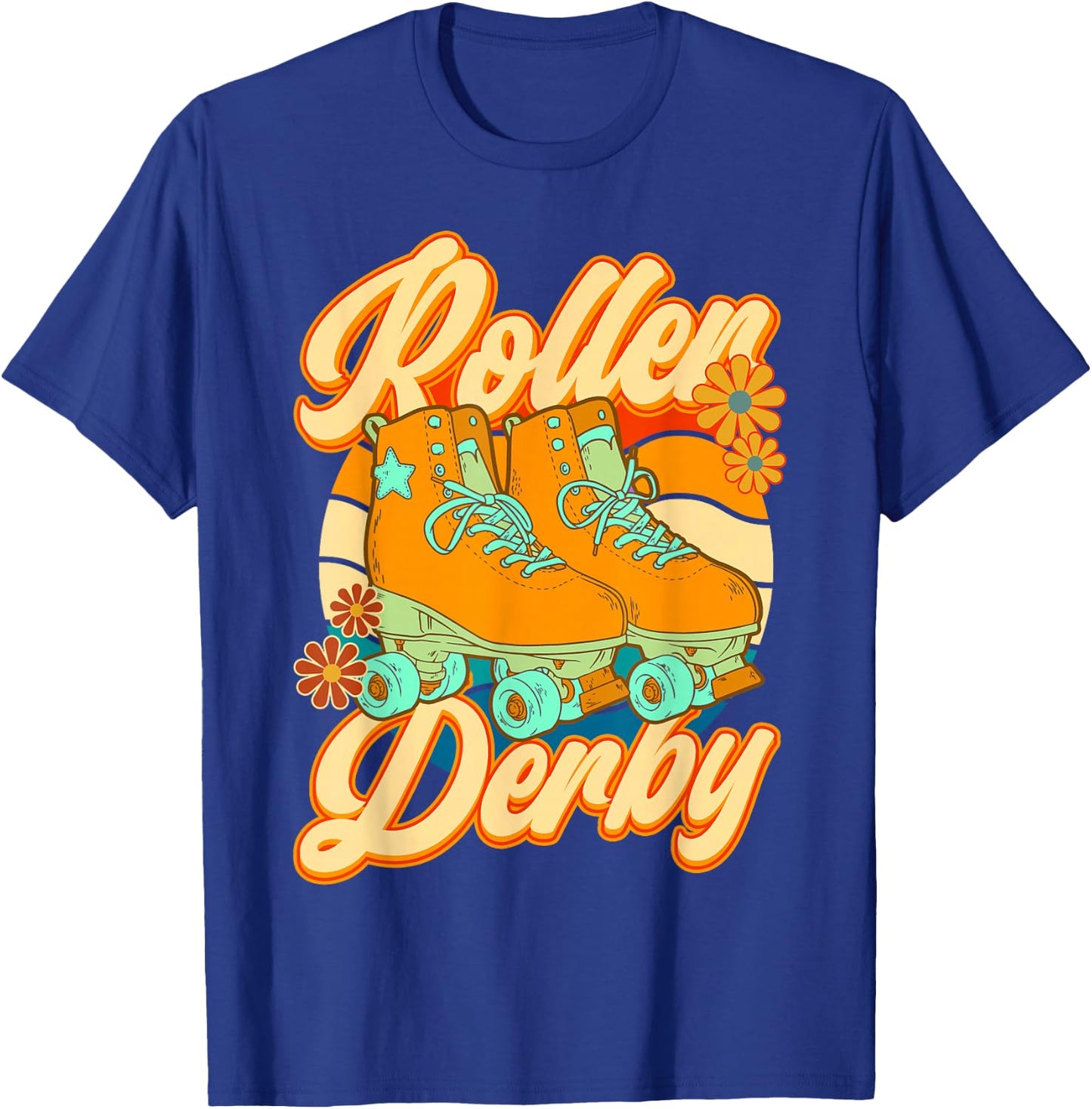 Roller Skating Roller Derby Skate Girl 70s Retro T-Shirt - T-Shirt | Royal