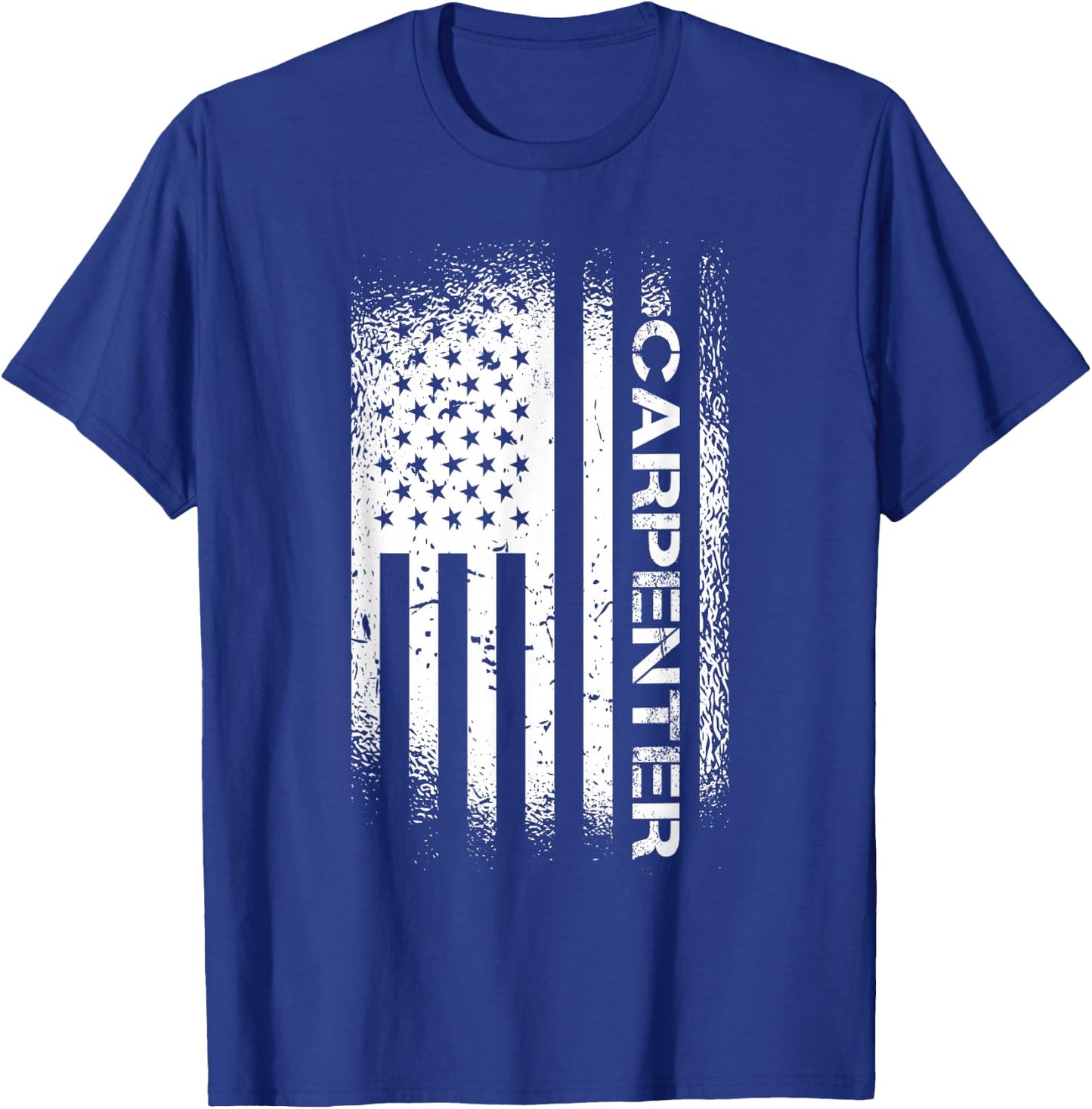 Patriotic Carpenter With American Flag T-Shirt - T-Shirt | Royal