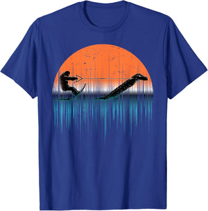 Cryptid Water Skiing Loch Ness Monster Funny Bigfoot T-Shirt - T-Shirt | Royal