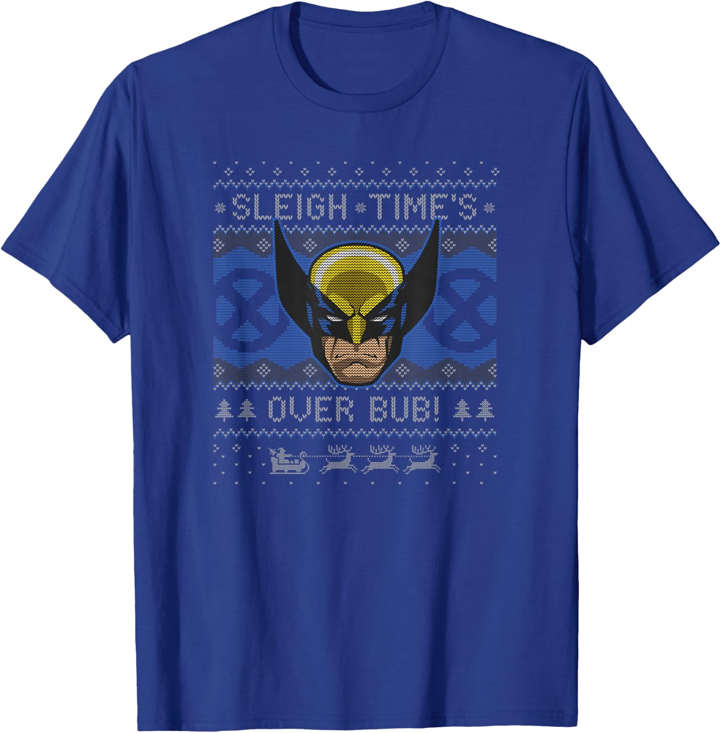 Marvel Christmas Wolverine Sleigh Times Over Bub! T-Shirt - T-Shirt | Royal