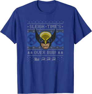 Marvel Christmas Wolverine Sleigh Times Over Bub! T-Shirt - T-Shirt | Royal
