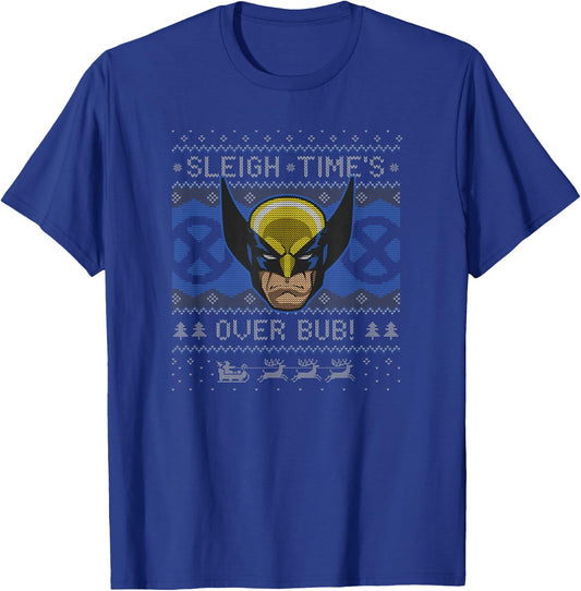 Marvel Christmas Wolverine Sleigh Times Over Bub! T-Shirt - T-Shirt | Royal