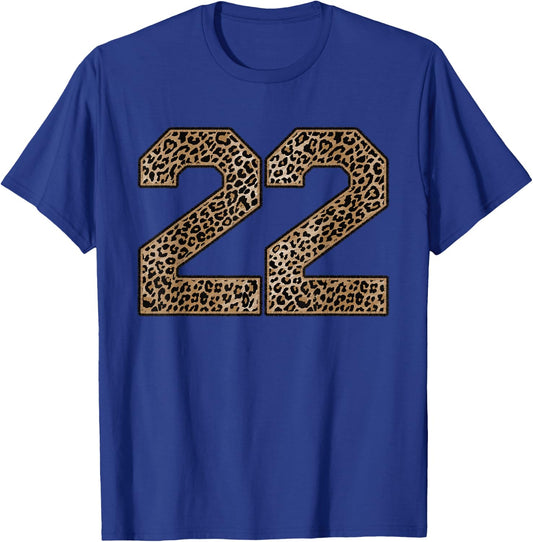 Leopard Number 22 Athlete Sports Jersey Supporter Fanwear T-Shirt - T-Shirt | Royal