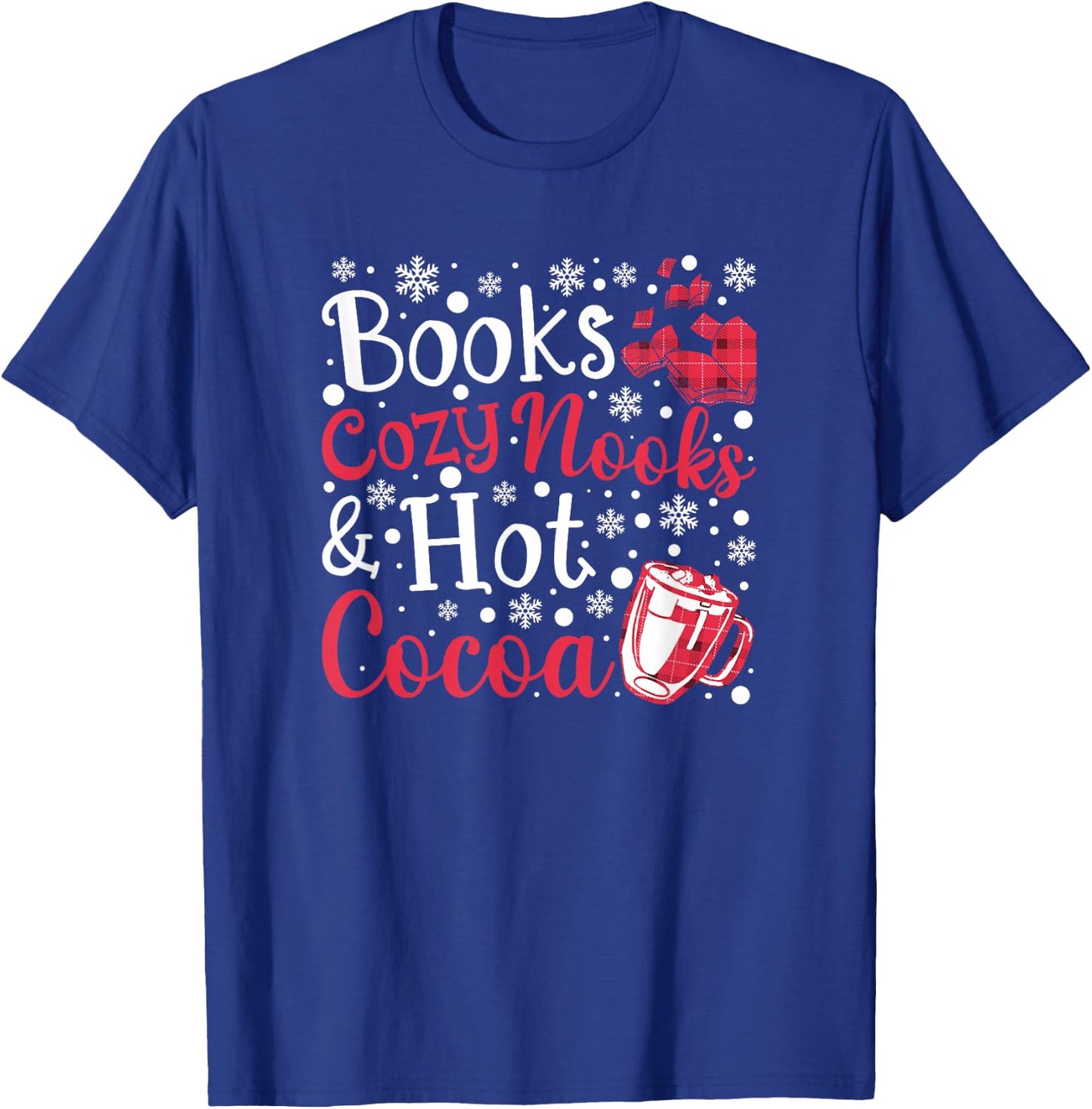 Books Cozy Nooks and Hot Cocoa - Cute Fall Booklover T-Shirt - T-Shirt | Royal