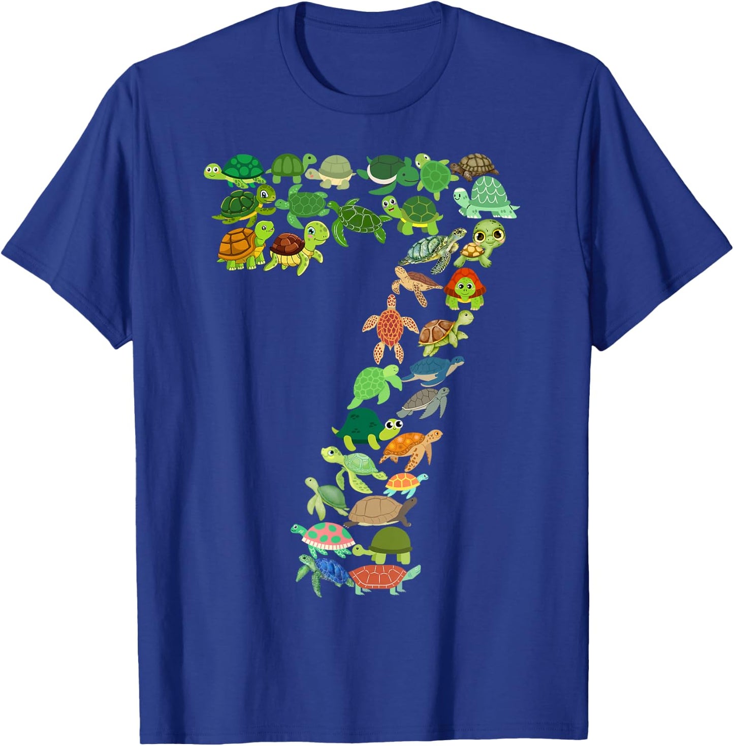 Kids 7th Birthday Sea Turtle Tortoise Themed 7 Years Old Boy T-Shirt - T-Shirt | Royal