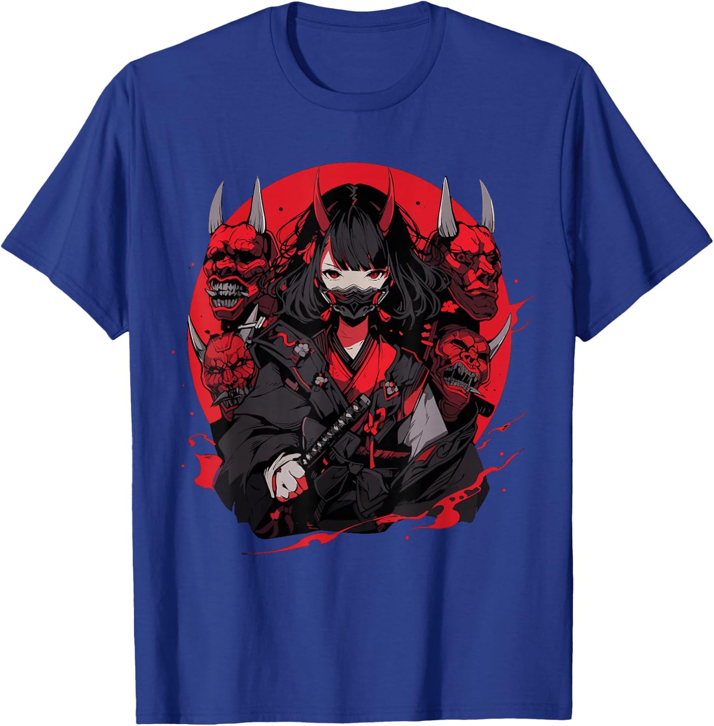 Anime Girl Gothic Waifu Japanese Kawaii Otaku Oni Mask T-Shirt - T-Shirt | Royal
