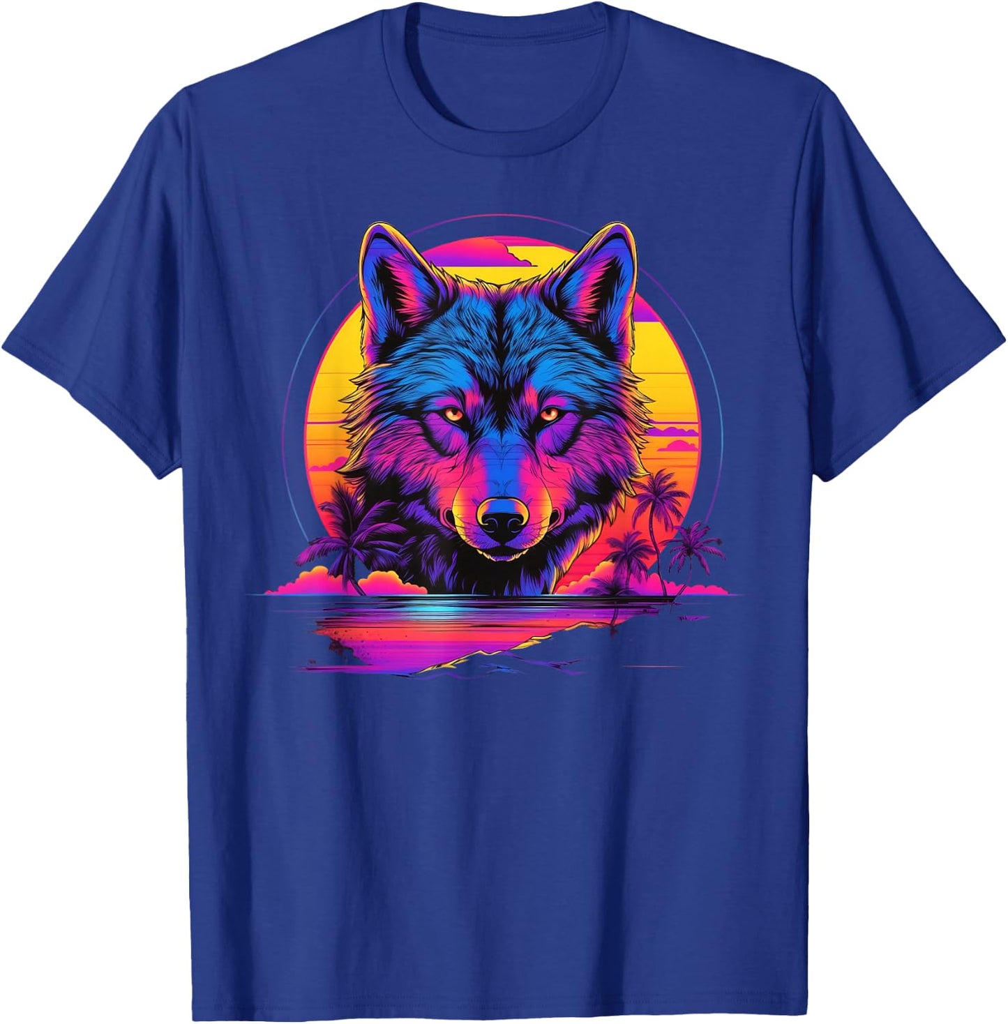Vintage Retrowave Synthwave 80s Vaporwave Wolf T-Shirt - T-Shirt | Royal