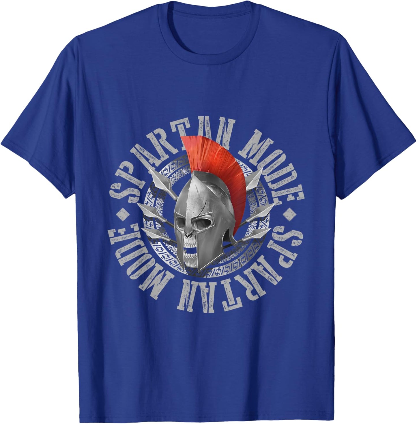Spartan Mode Skull Helmet Greek Fitness Sparta 300 Gladiator T-Shirt - T-Shirt | Royal