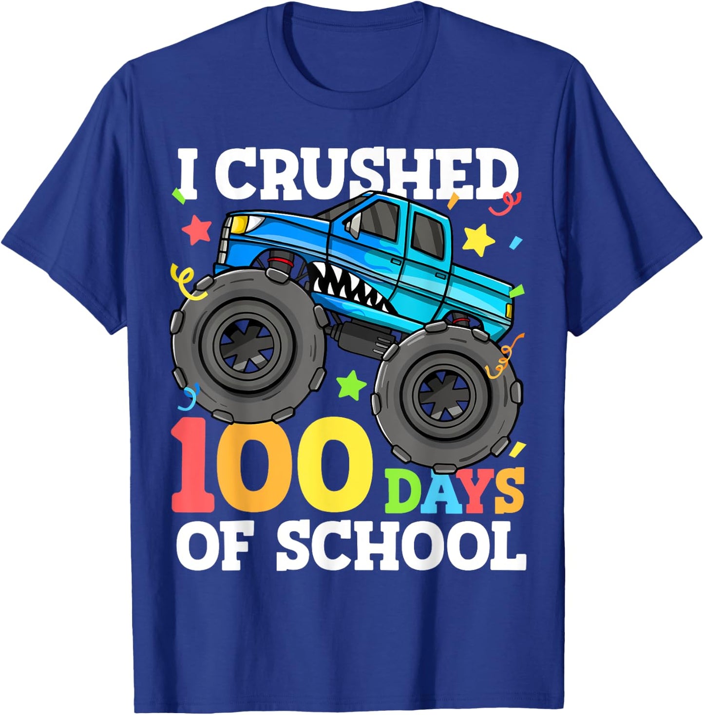 100 Days of School Monster Truck 100th Day of School Boys T-Shirt - T-Shirt | Royal