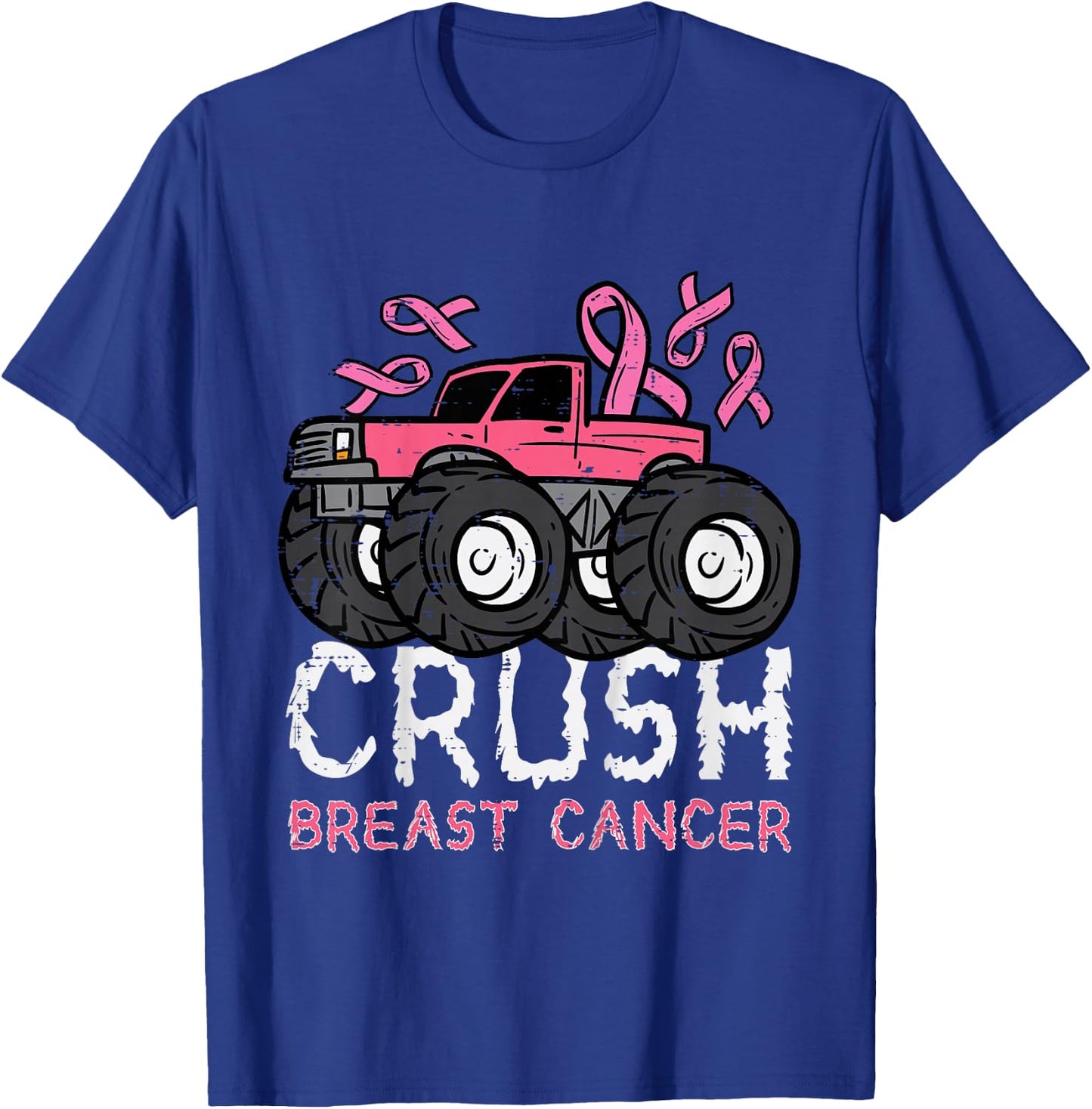Kids Crush Breast Cancer Awareness Monster Truck Toddler Boy Kids T-Shirt - T-Shirt | Royal