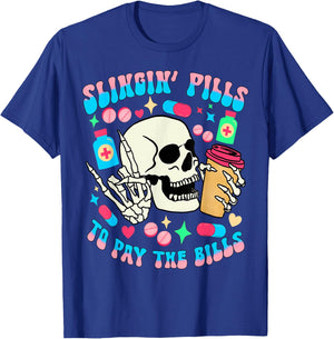 Slinging pills to pay the bills pill bottle medical pharmacy T-Shirt - T-Shirt | Royal