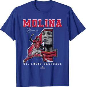 Number and Portrait Yadier Molina St Louis MLBPA T-Shirt - T-Shirt | Royal