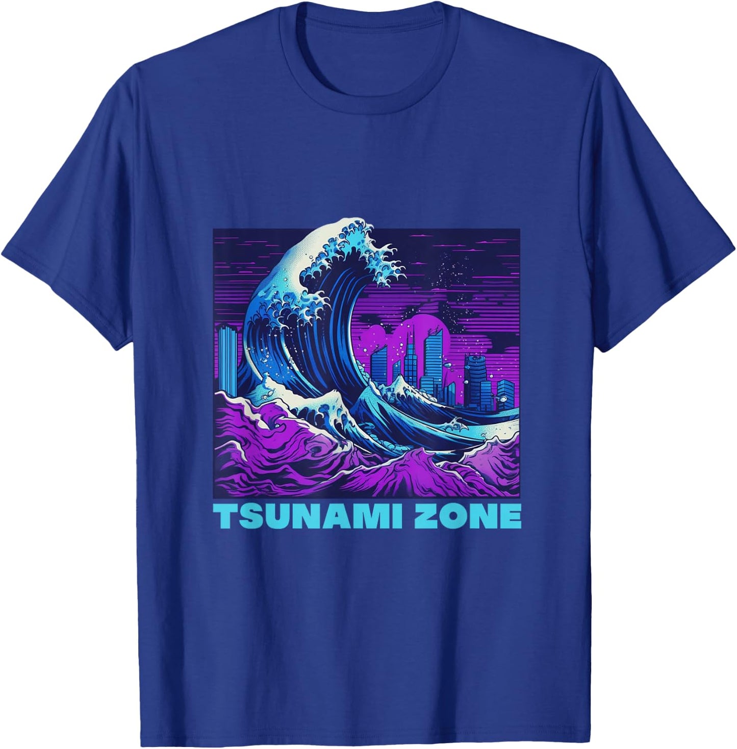 Great Wave Vaporwave "Tsunami Zone" Synthwave Tidal Wave T-Shirt - T-Shirt | Royal
