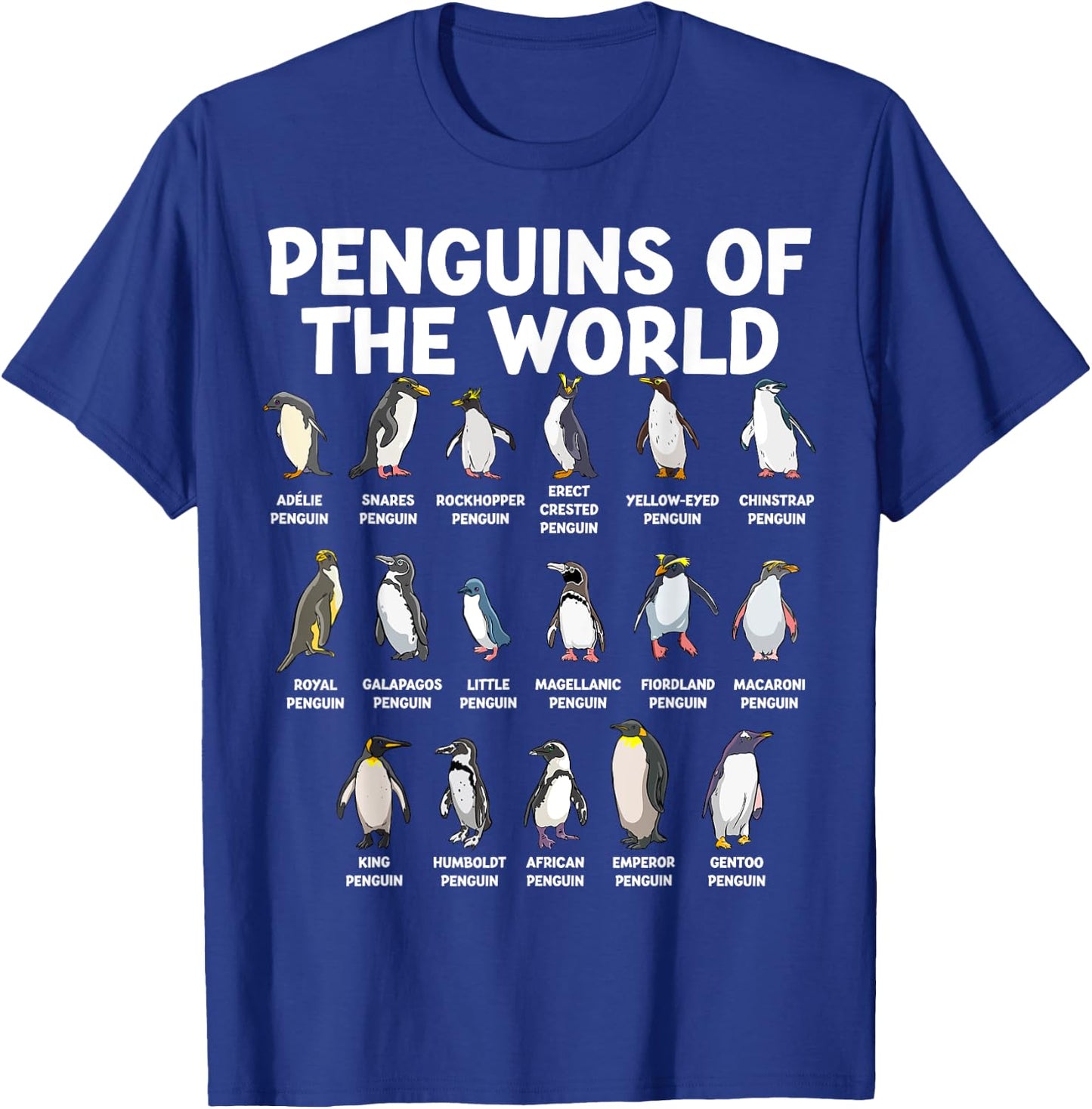 Penguins Of The World Kawaii Types Of Penguins Sea Animal T-Shirt - T-Shirt | Royal