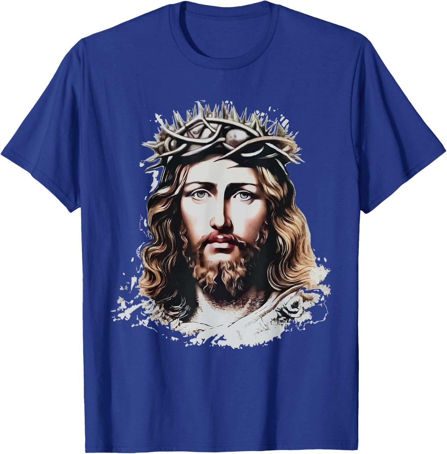 Face of Jesus Christ Crown of Thorns Catholic Faith T-Shirt - T-Shirt | Royal