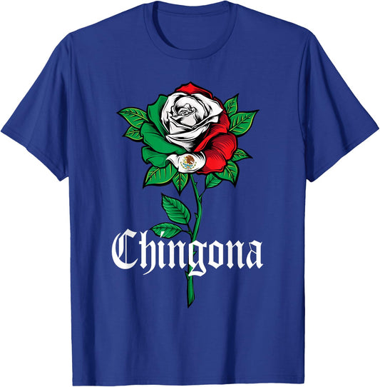 Chingona Shirt Women Girl Teen Mexico Mexican American Flag T-Shirt - T-Shirt | Royal