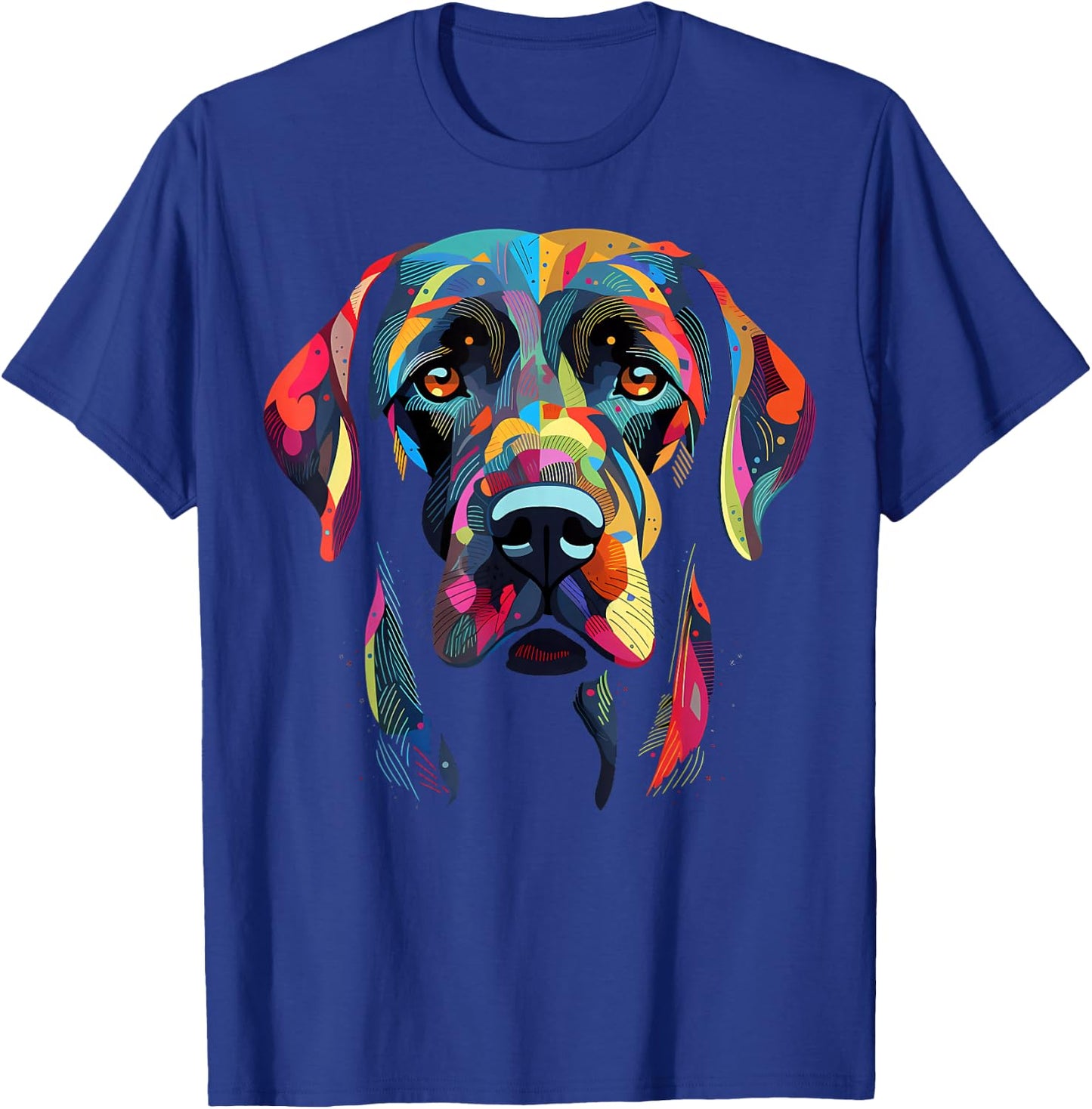 Labrador Retriever Colorful Dog Face Funny Lab Lover Black T-Shirt - T-Shirt | Royal
