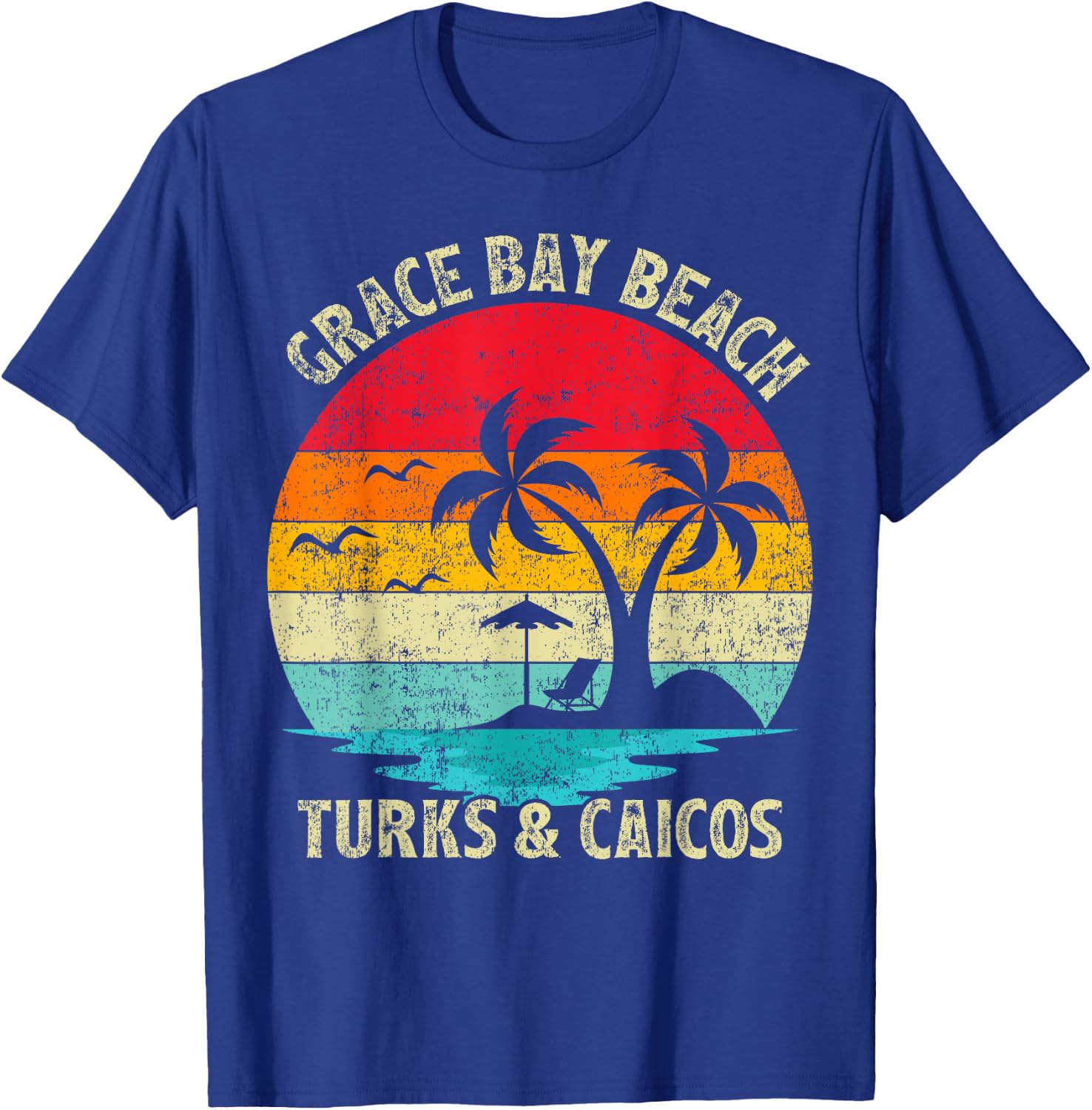 Family Vacation Vintage Turks And Caicos Grace Bay Beach T-Shirt - T-Shirt | Royal