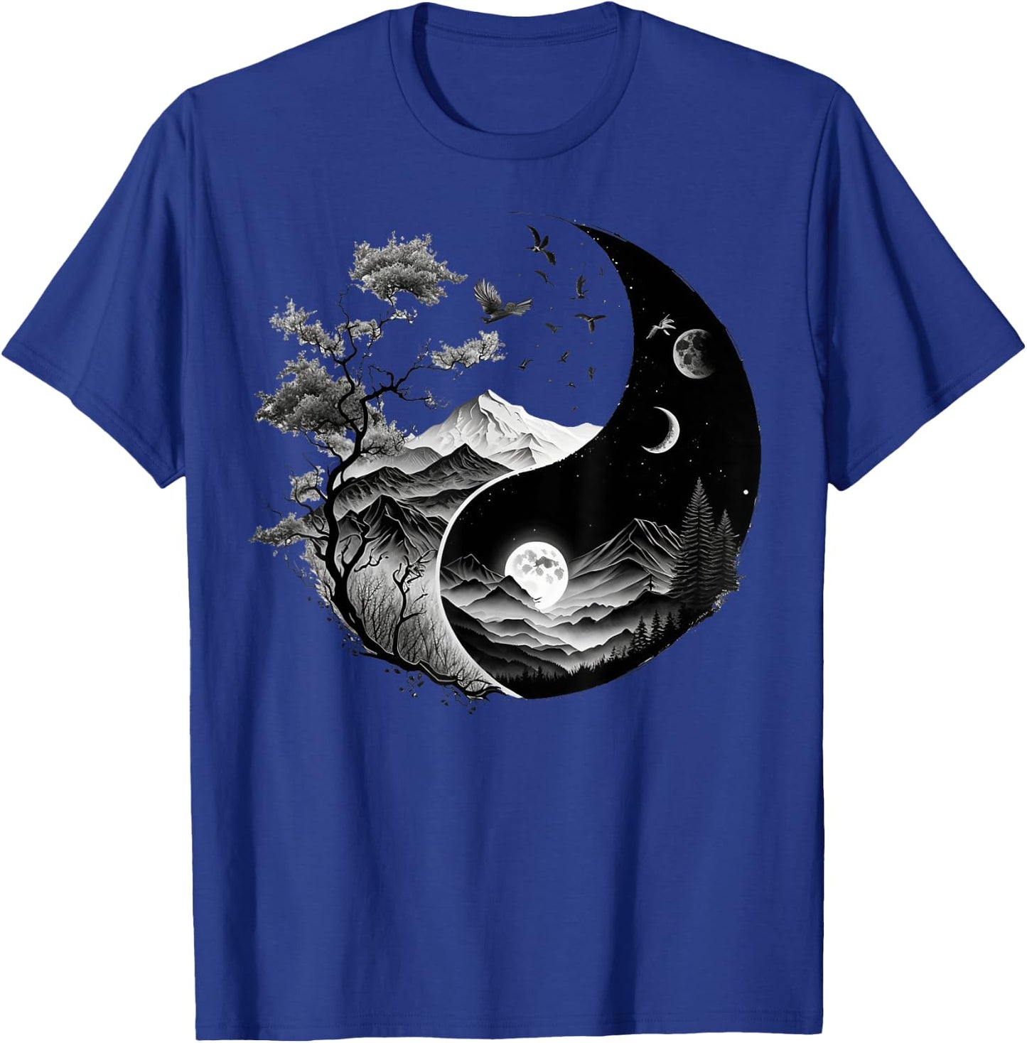 Taoism Symbol on Black and White Nature Taijitu Yin Yang T-Shirt - T-Shirt | Royal