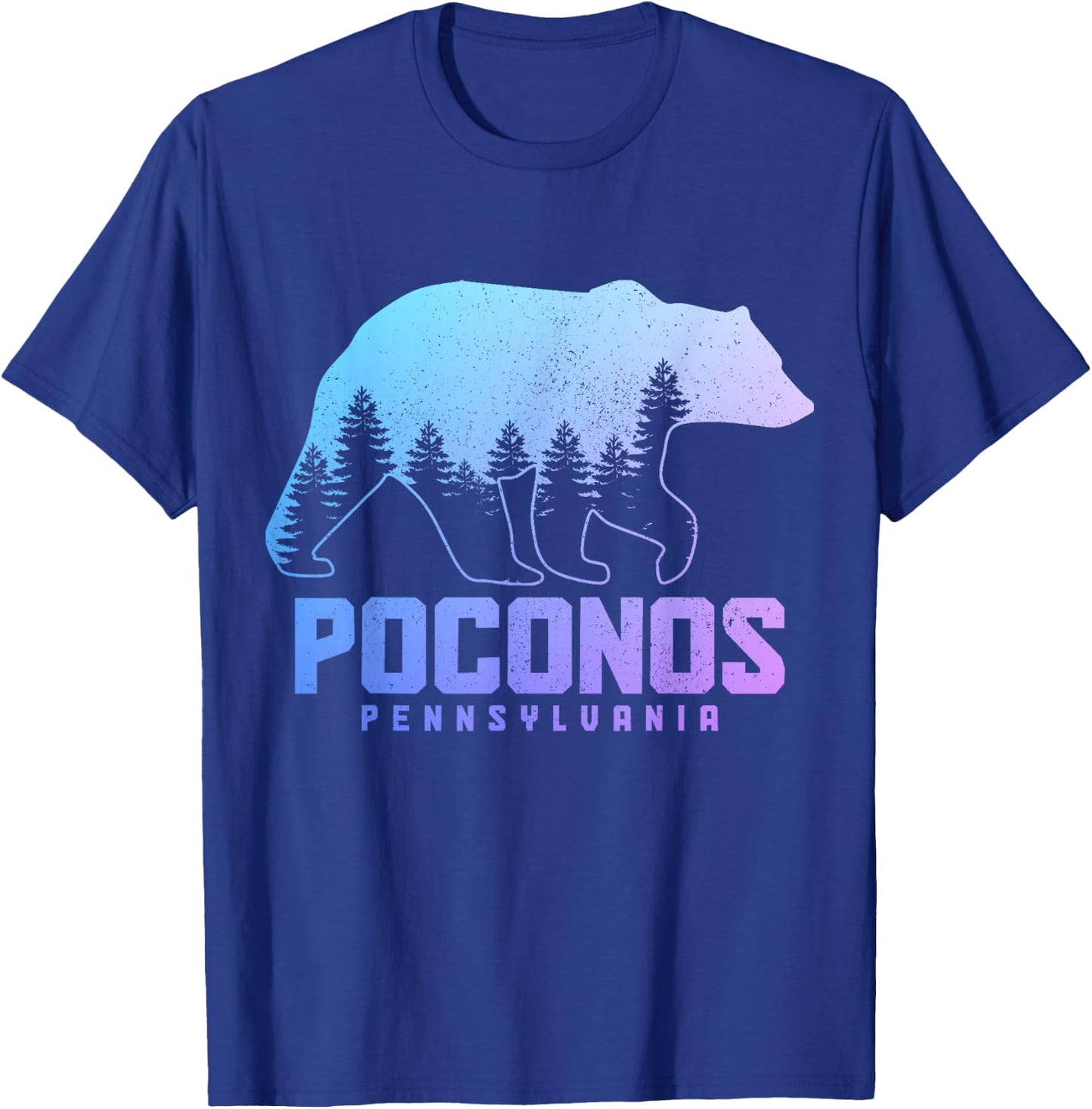 Poconos Pennsylvania Bear Hiking Vintage Pocono Mountains T-Shirt - T-Shirt | Royal