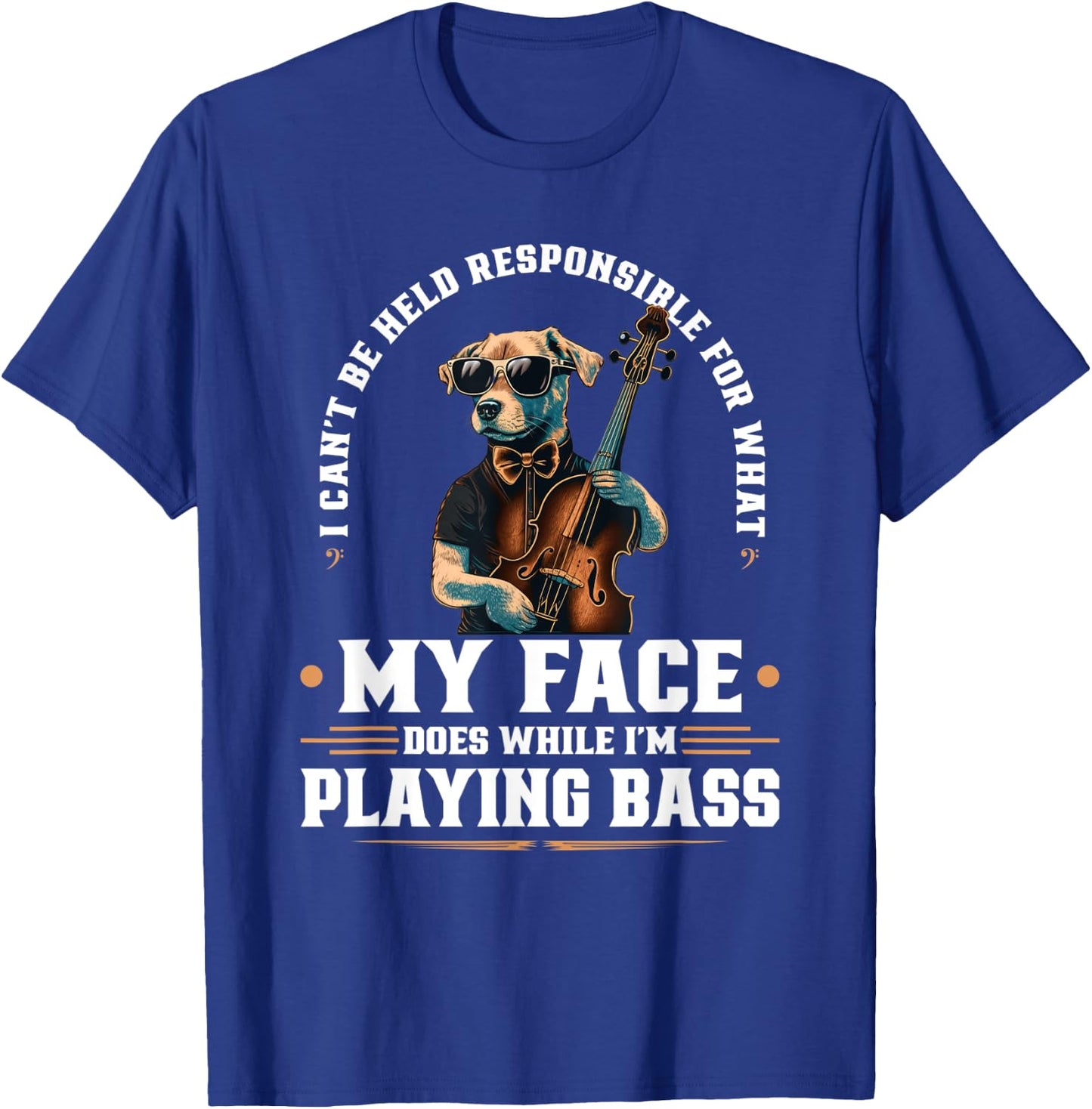 Upright Bass Player Face Quote, Jazz Dog Double Bass Fiddle Women T-Shirt - T-Shirt | Royal