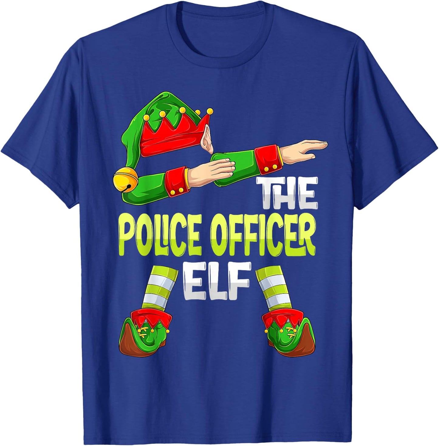 Dabbing Elf Christmas Policeman The Police Officer Elf T-Shirt - T-Shirt | Royal