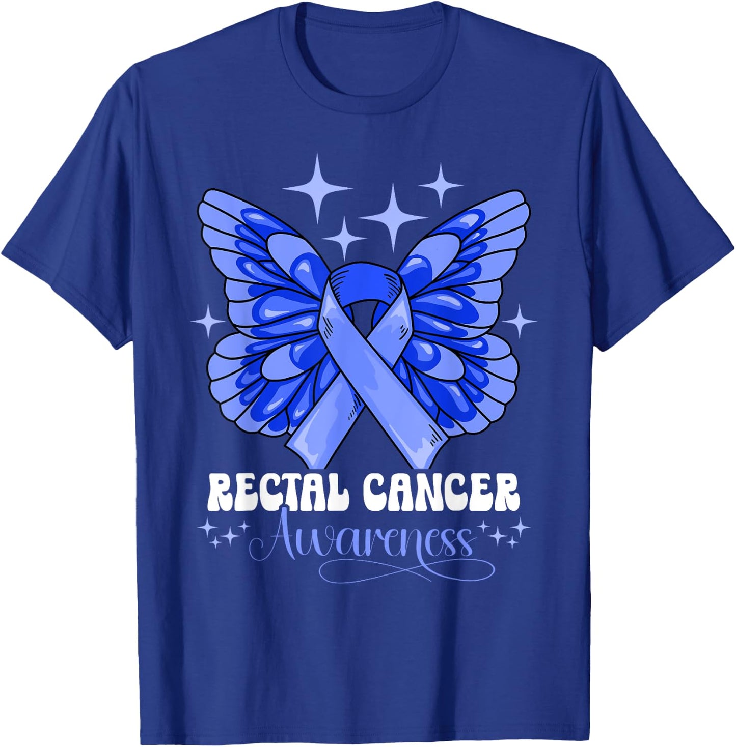 Rectal Cancer Awareness by Rectal Cancer Awareness - Men's -Adults Classic Fit Black Short Sleeve - Small - U-Neck - Modern Classic - Awareness T-Shirt - T-Shirt | Royal