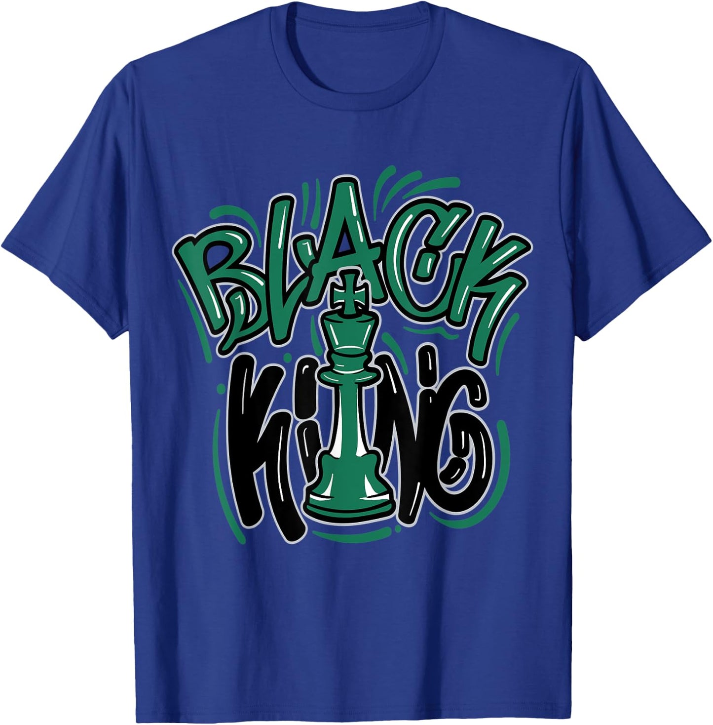 Black King Match 3s Retro Pine Green T-Shirt - T-Shirt | Royal