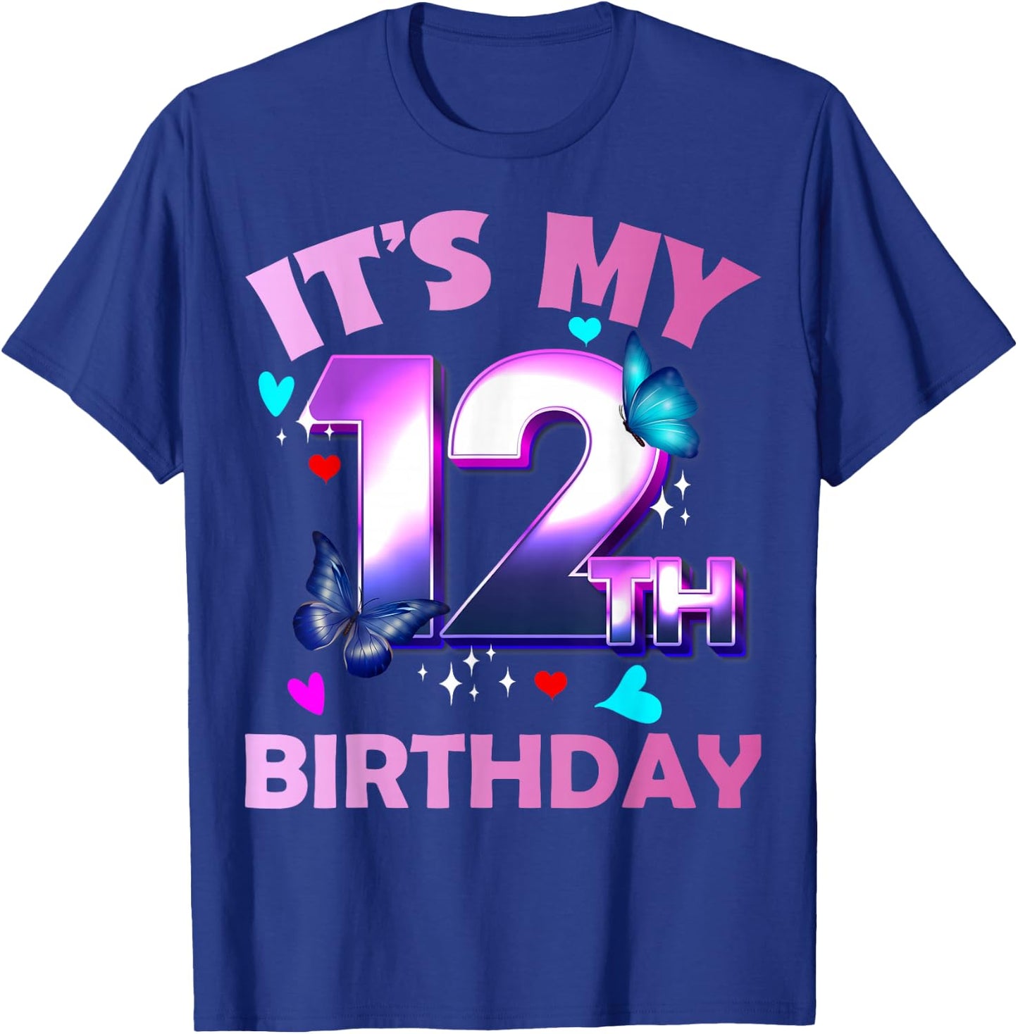 Butterflies - Girls and Boys - It´s My 12th Birthday T-Shirt - T-Shirt | Royal