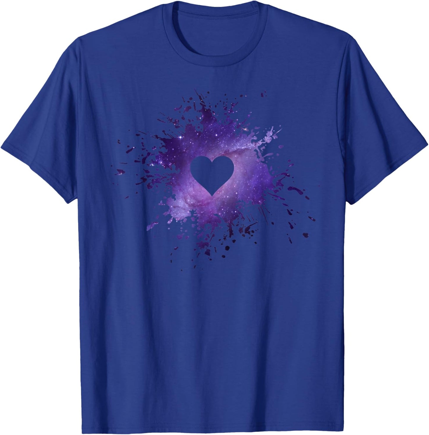 Purple Galaxy Splatter Heart Valentine's Day Design T-Shirt - T-Shirt | Royal