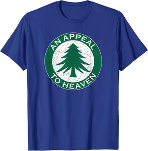 AMERICAN REVOLUTION FLAG AND SYMBOLS AN APPEAL TO HEAVEN FLAG PINE TREE FLAG ROUNDEL NEW ENGLAND -Adults Black Cotton 60% Polyester 40% Short Sleeve Classic Fit T-Shirt - T-Shirt | Royal