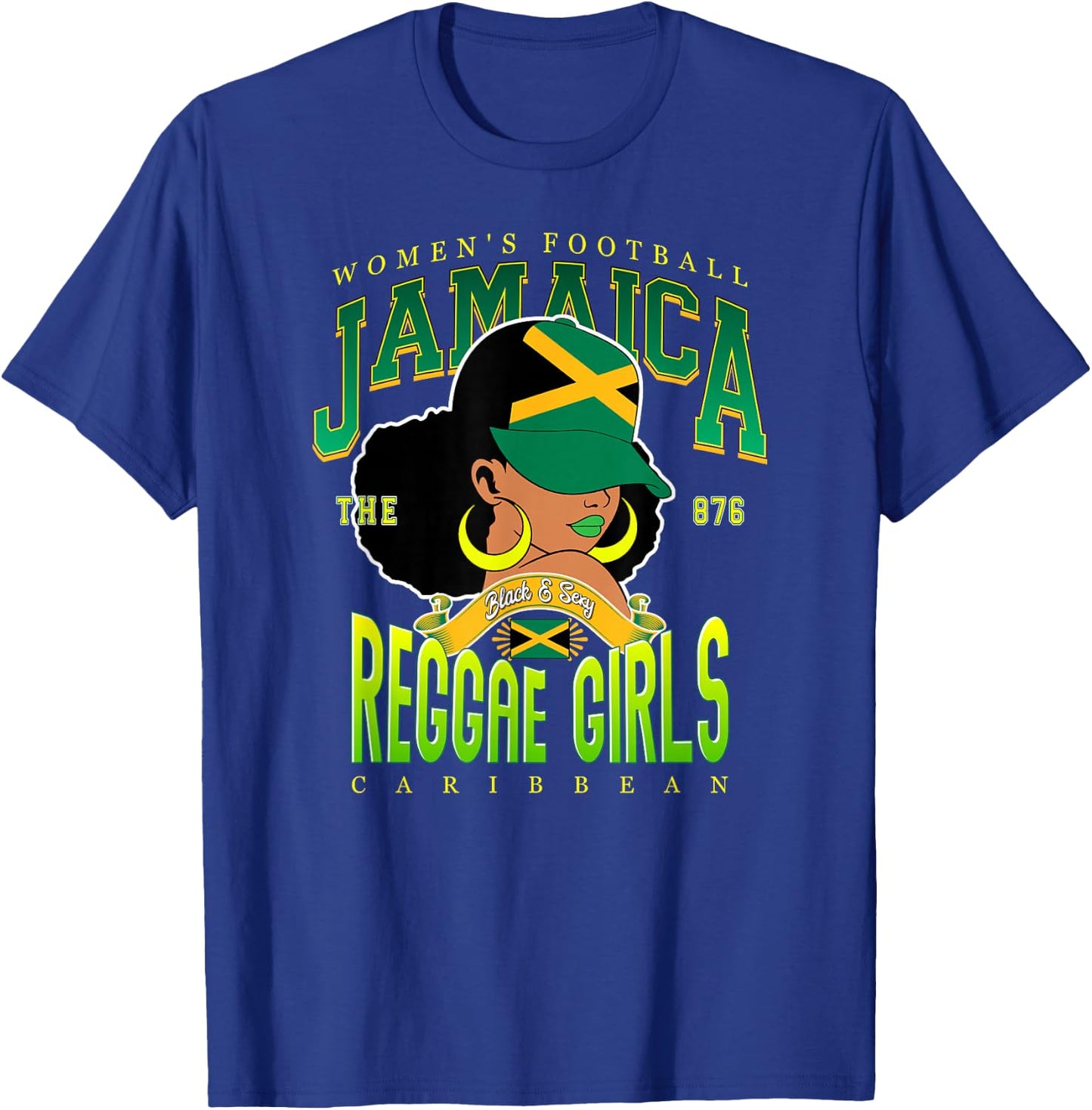 Kingston Reggae Girls Black & Sexy Afro Pride Design T-Shirt - T-Shirt | Royal