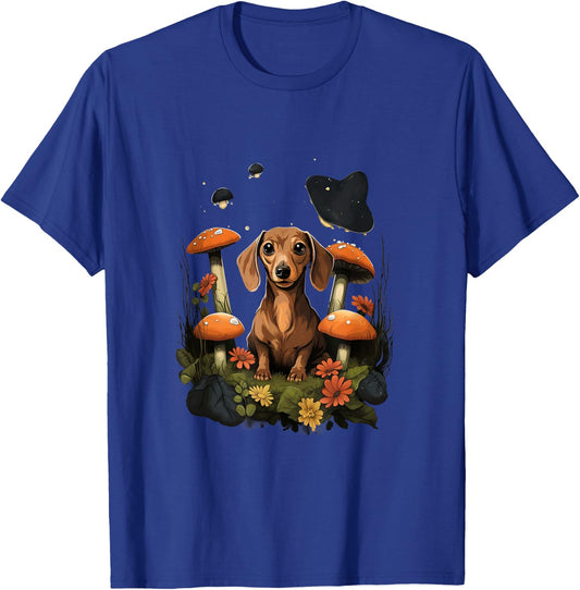 Mushroom Dachshund Kawaii Cottagecore Aesthetic T-Shirt - T-Shirt | Royal