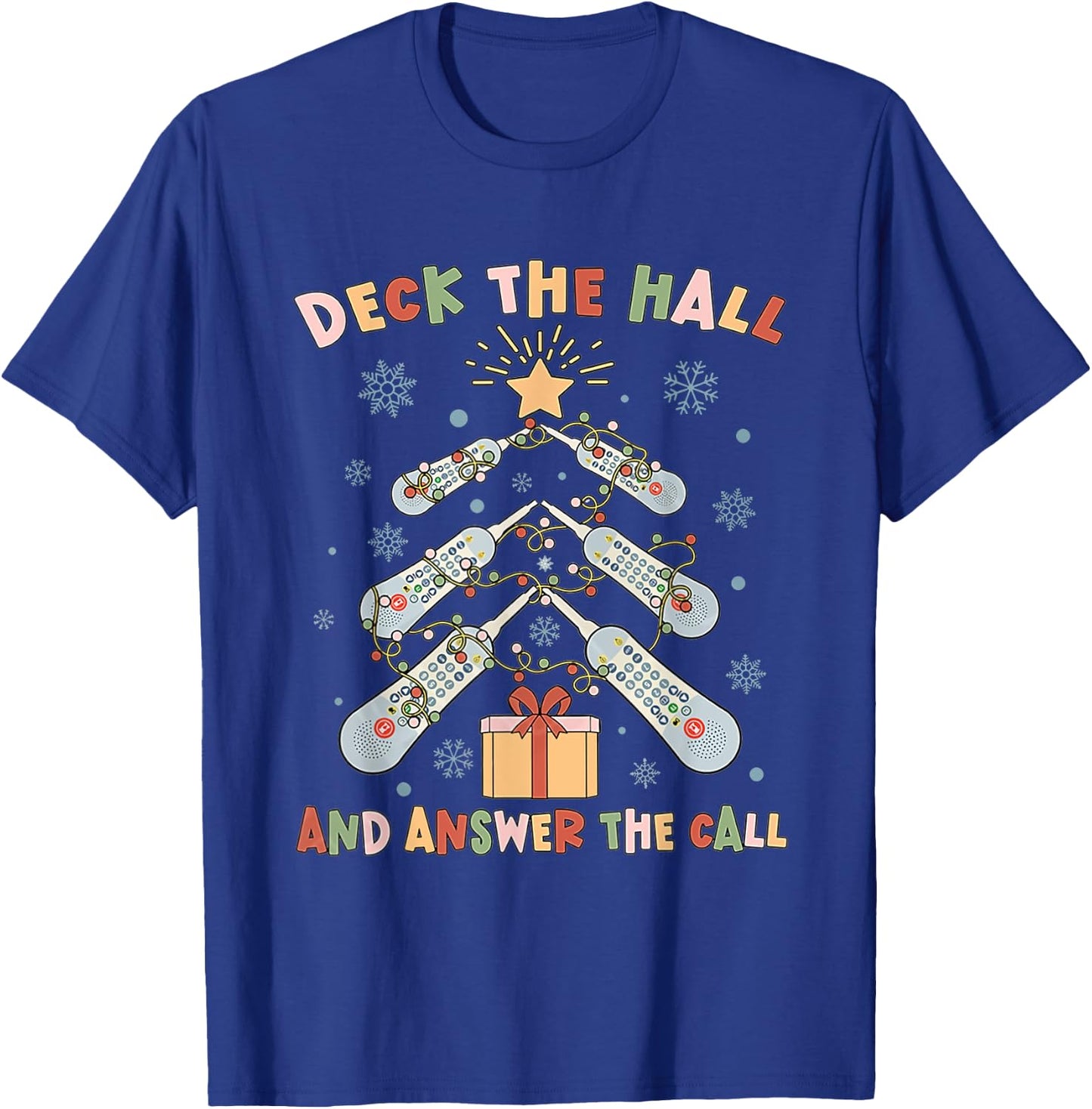 Women Christmas ICU Nurse Call Light Telemetry Healthcare T-Shirt - T-Shirt | Royal