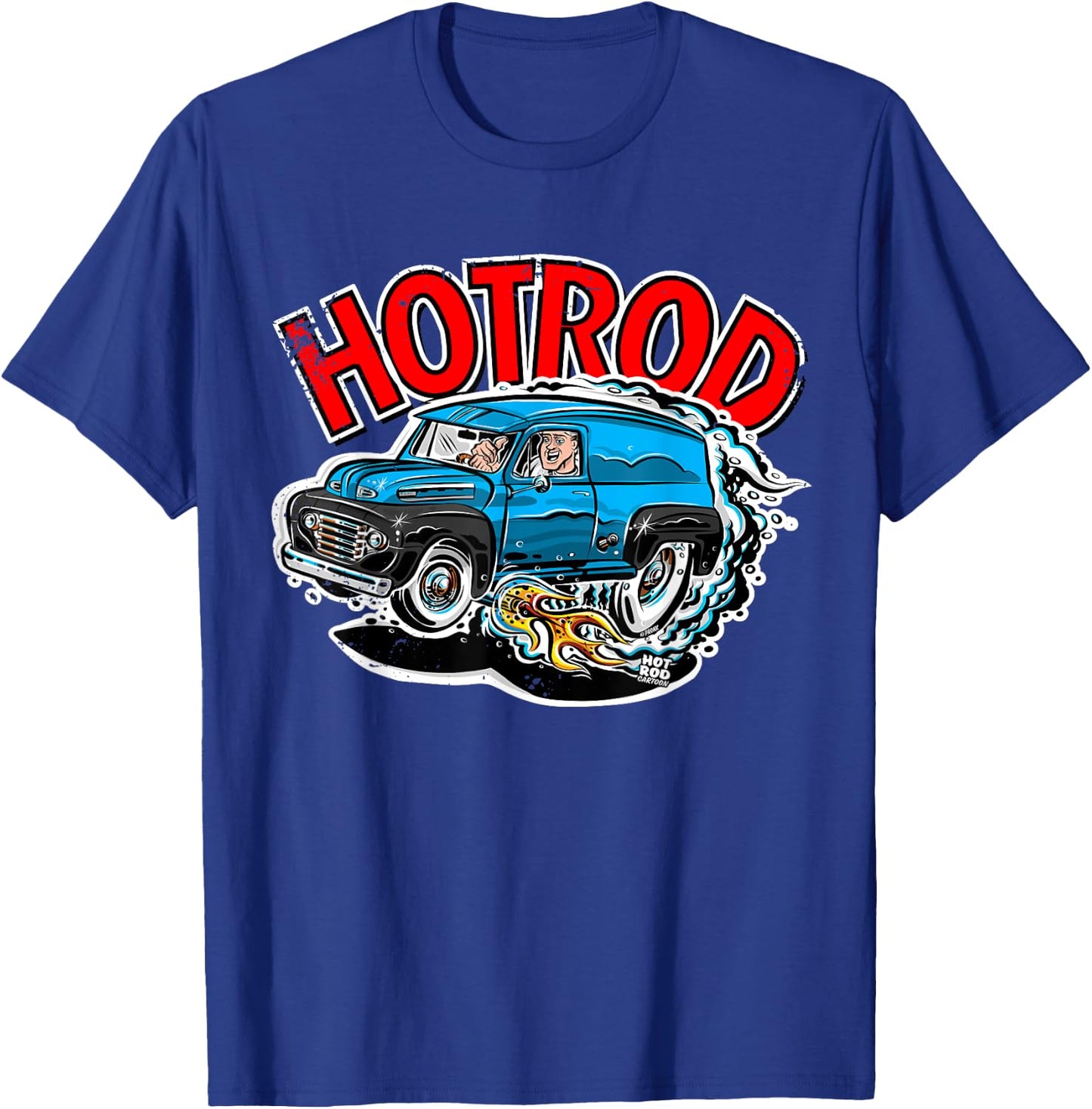 Hot Rod Blue Panel Truck Cartoon Vintage style T-Shirt - T-Shirt | Royal