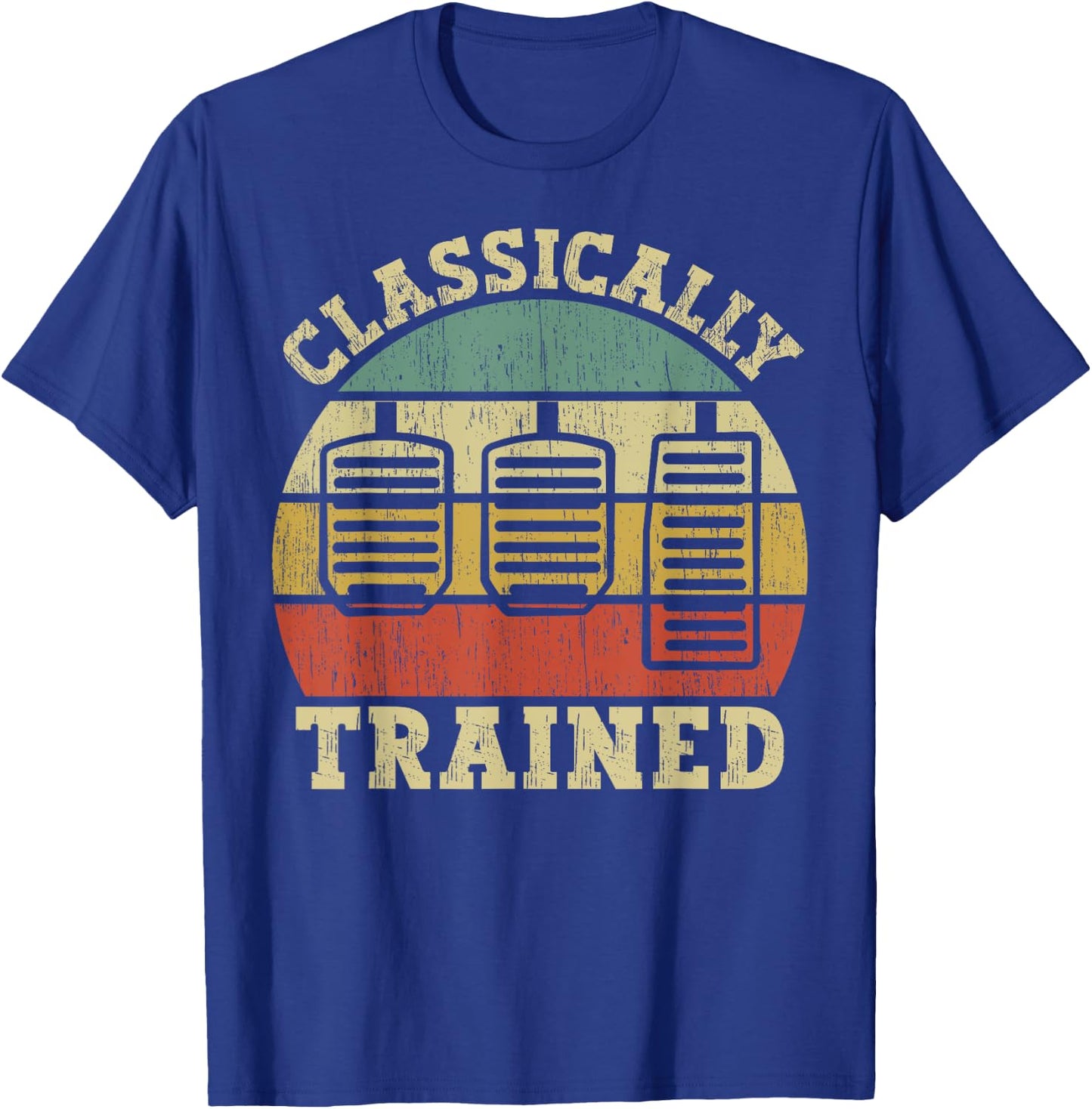Vintage Three Pedals Classically Trained Manual Transmission T-Shirt - T-Shirt | Royal